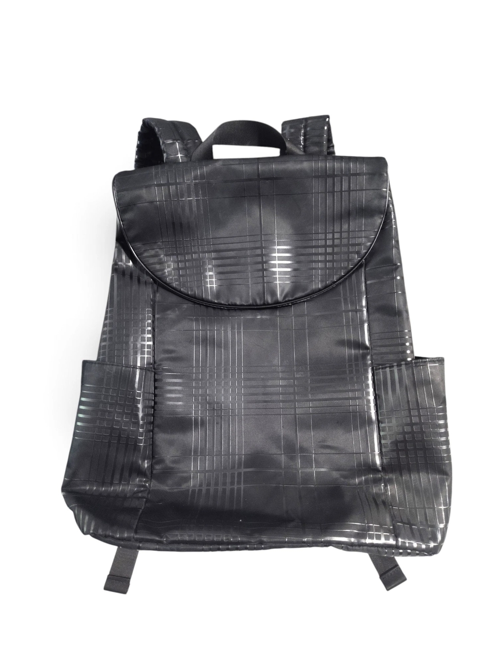 A New Day Black Gel Print Gingham Womens Backpack Magentic Flap Closure